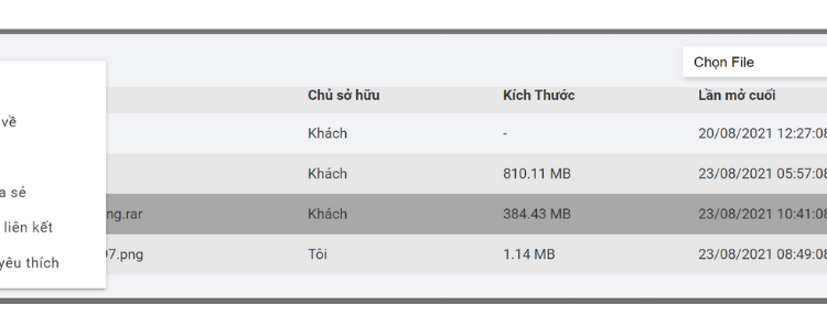 [RECENT] thao tác – tệp không sở hữu