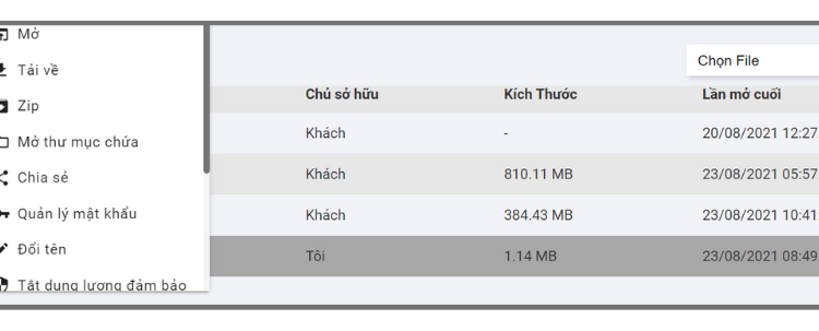 [RECENT] thao tác – tệp sở hữu