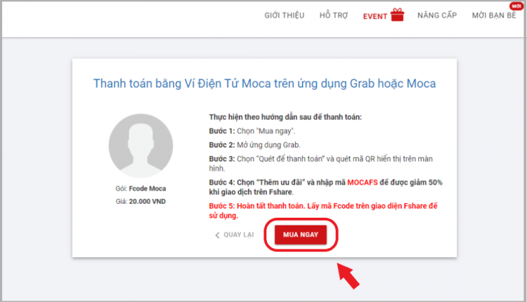 thanh toan fcode qua vi moca