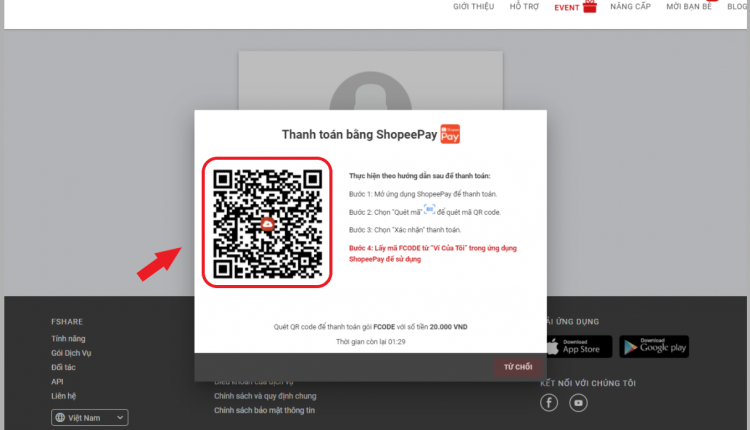 thanh toan fcode qua shopeepay 2