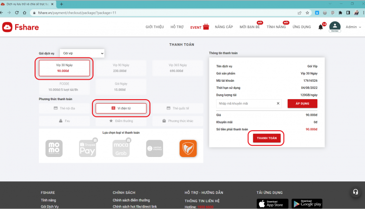 Huong dan thanh toan Fshare qua vi dien tu Foxpay_4_3