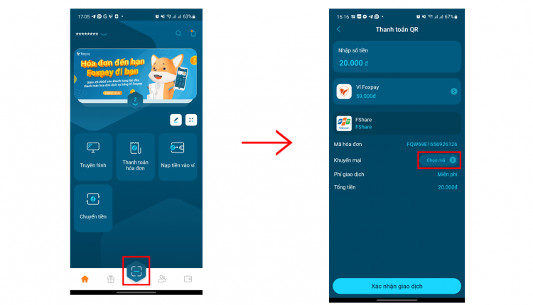 Huong dan thanh toan Fshare qua vi dien tu Foxpay_6