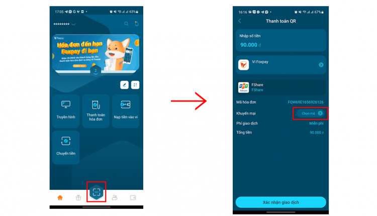 Huong dan thanh toan Fshare qua vi dien tu Foxpay_6_2