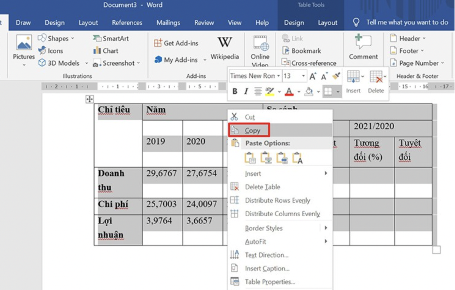 Chuyển đổi dữ liệu Word sang Excel 01