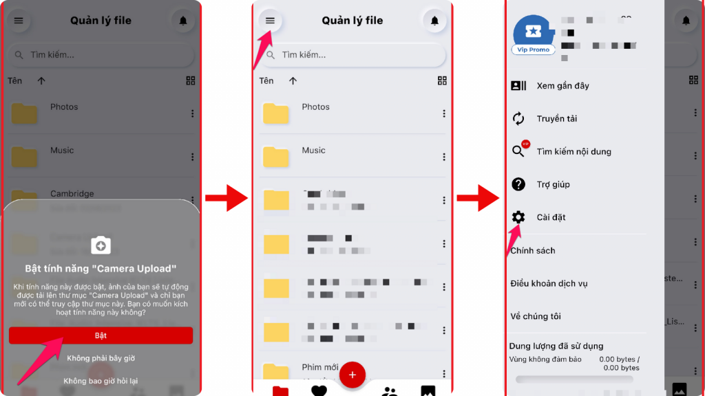 Hướng dẫn sử dụng tính năng Camera Upload trên Fshare Mobile App