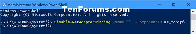 Vô hiệu hóa IPv6 cho tất cả các Network Adapter trong PowerShell