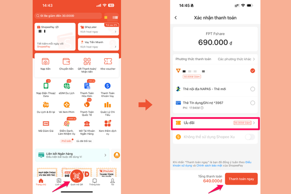 (Hình 4: Hướng dẫn nhận mã ưu đãi trên ví ShopeePay)